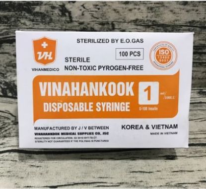 Ảnh của BƠM KIM TIÊM TIỂU ĐƯỜNG ĐƯỜNG HUYẾT INSULIN 1CC 1ML (30G) VINAHANKOOK