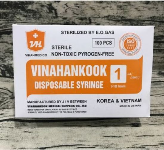 Ảnh của BƠM KIM TIÊM TIỂU ĐƯỜNG ĐƯỜNG HUYẾT INSULIN 1CC 1ML (30G) VINAHANKOOK